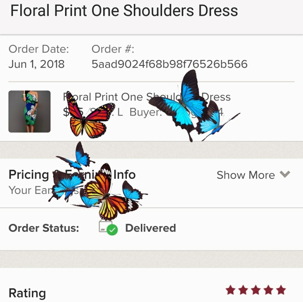 🦋Floral Print One Shoulders Dress - Picture 8 of 8